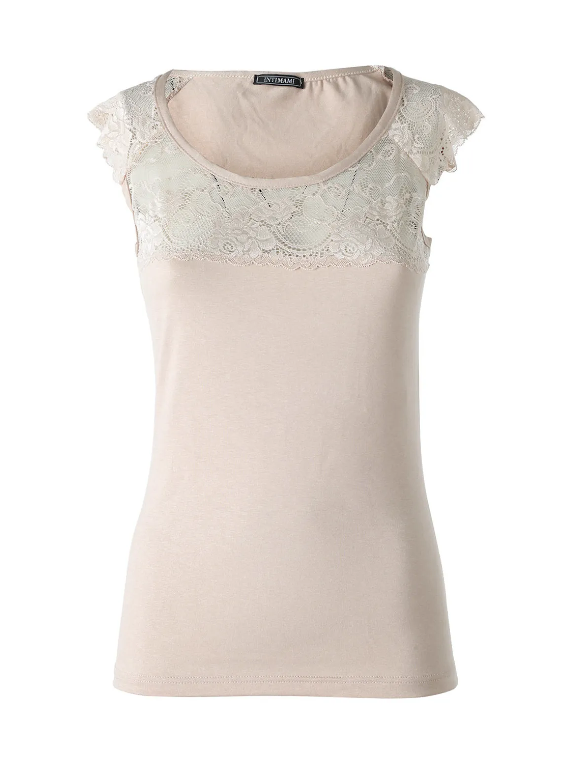 Intimami Top donna a spalla larga con scollo in pizzo - nudo