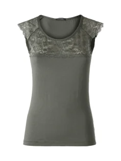 Intimami Top donna a spalla larga con scollo in pizzo - verde