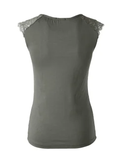 Intimami Top donna a spalla larga con scollo in pizzo - verde