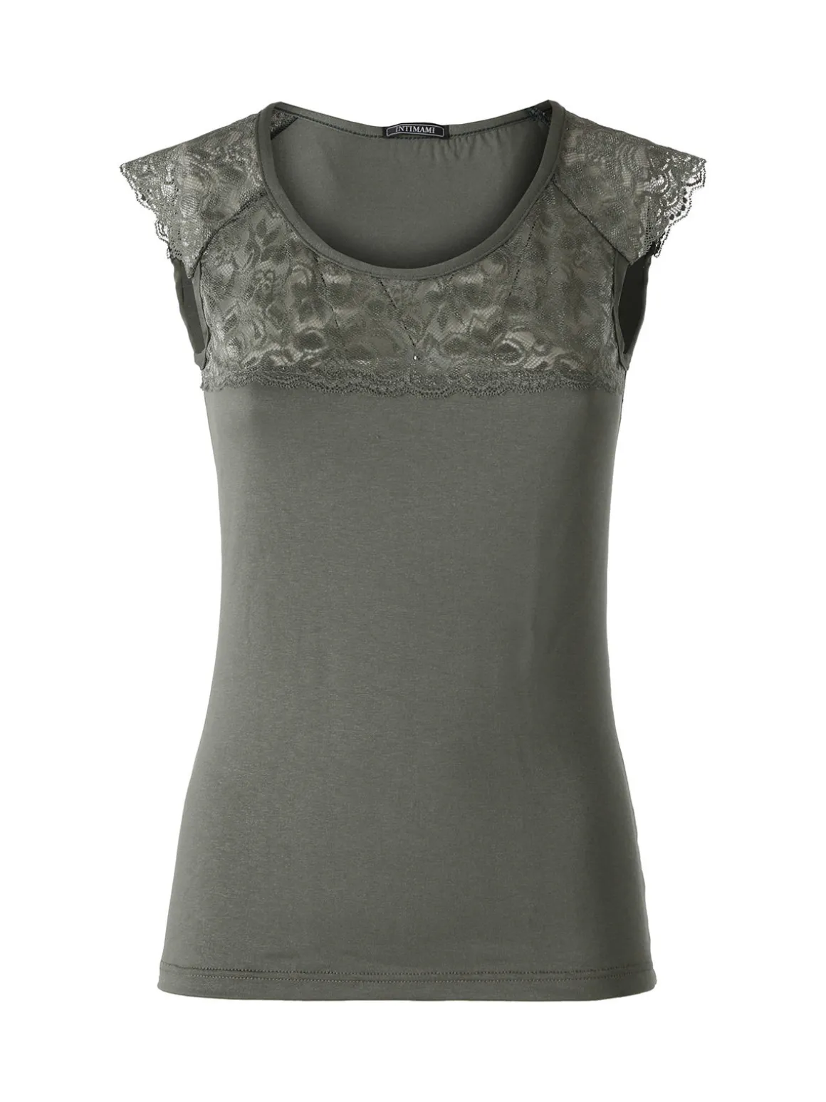 Intimami Top donna a spalla larga con scollo in pizzo - verde
