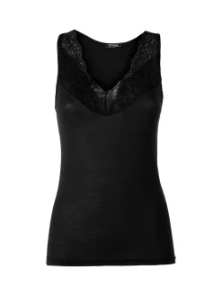 Intimami Top donna a spalla larga con scollo di pizzo - nero