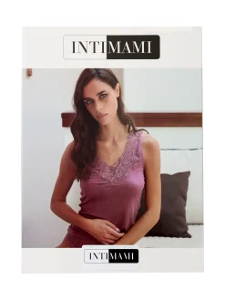 Intimami Top donna a spalla larga con scollo di pizzo - porpora