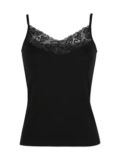 Intimami Top donna con spalline sottili in cotone bielastico - nero