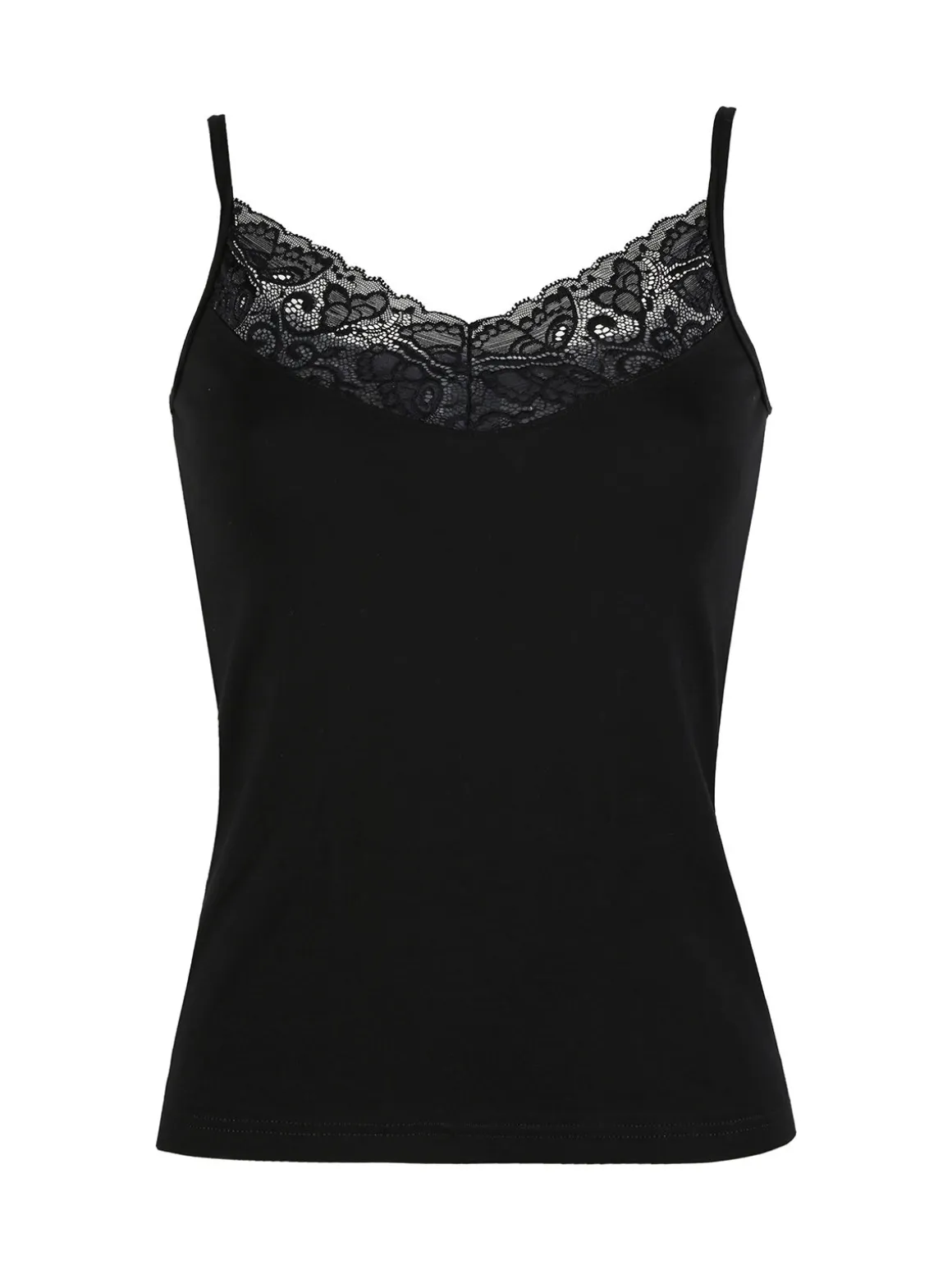 Intimami Top donna con spalline sottili in cotone bielastico - nero