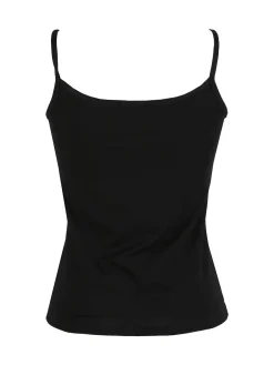 Intimami Top donna con spalline sottili in cotone bielastico - nero