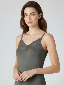 Intimami Top donna con spalline sottili e scollo in pizzo - verde