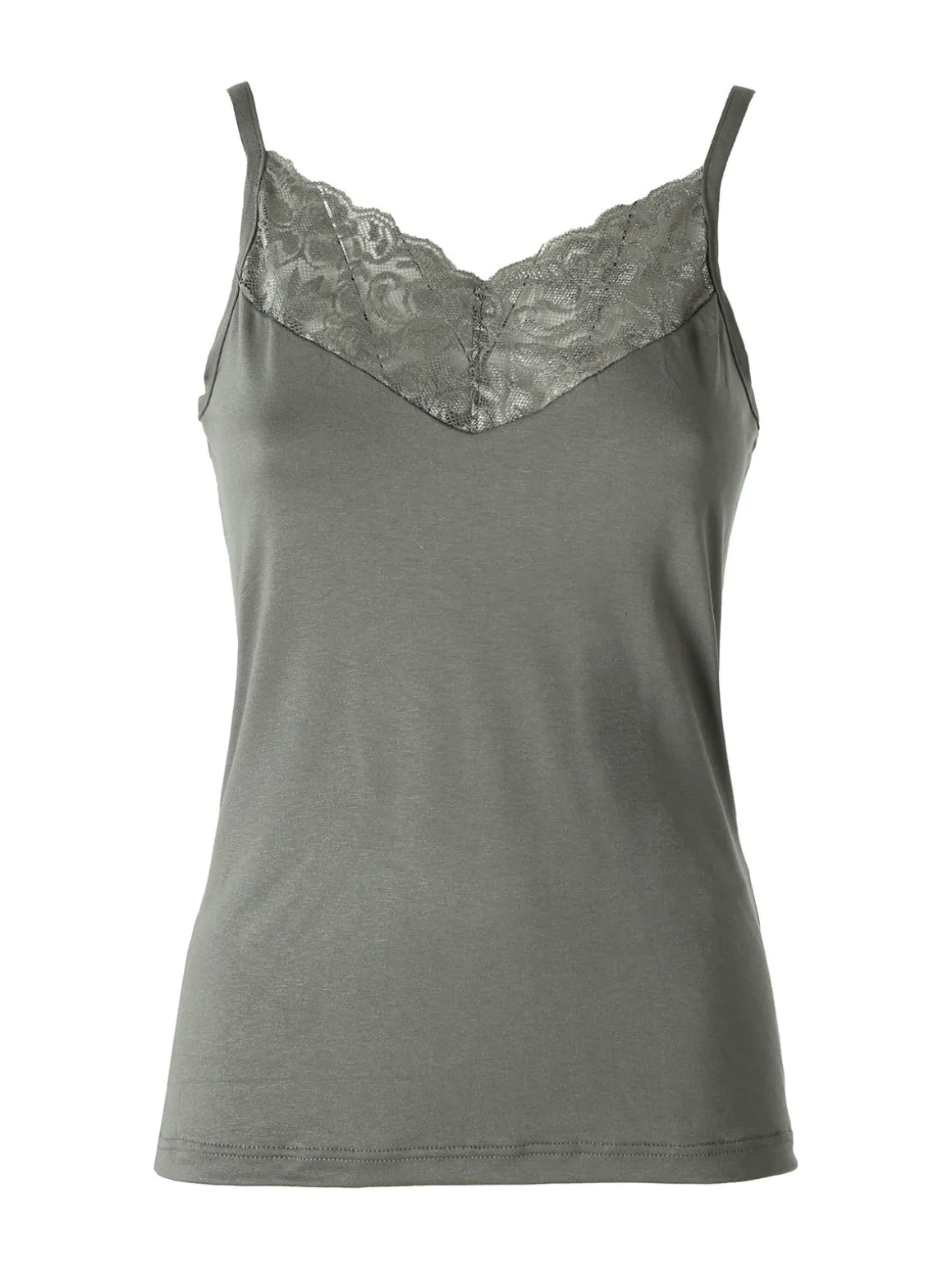Intimami Top donna con spalline sottili e scollo in pizzo - verde