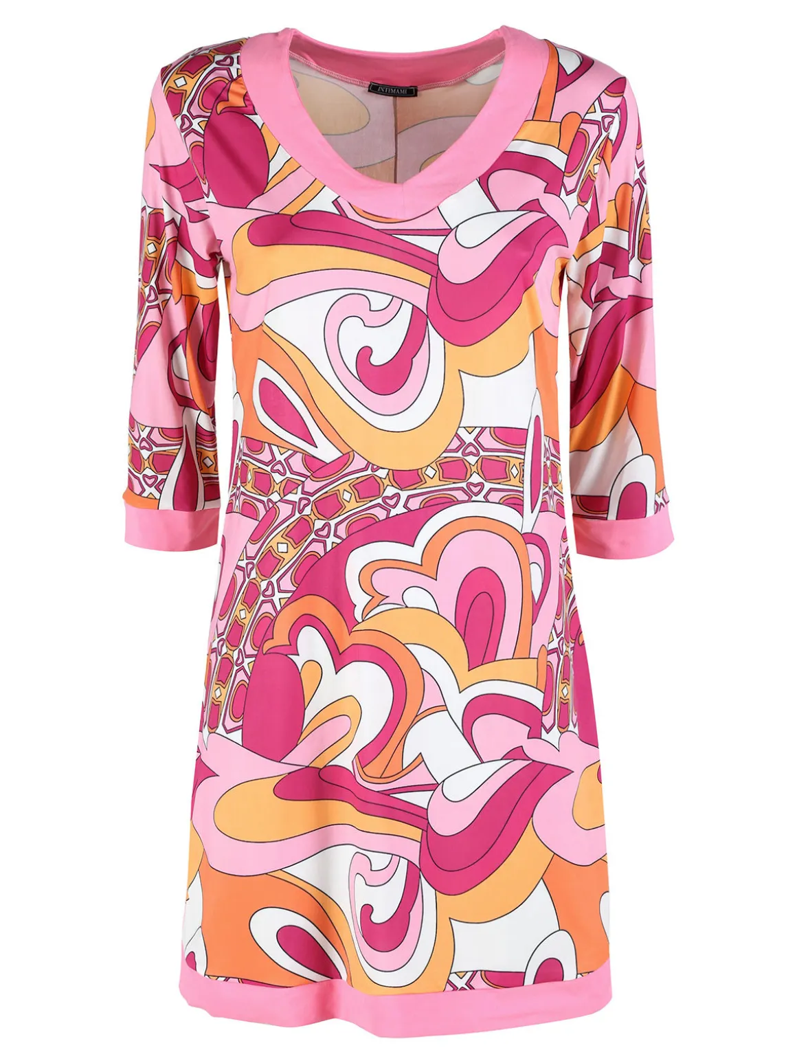 Intimami Vestitino donna con maniche a 3/4 e scollo a V