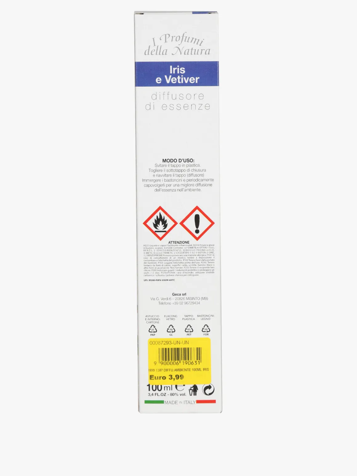 I Profumi Della Natura Diffusore a bastoncini - Iris e Vetiver