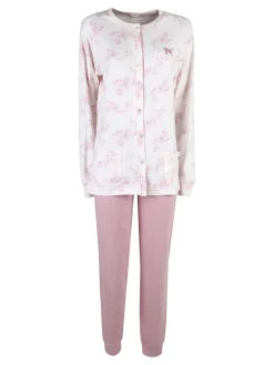 Irge Pigiama donna aperto in cotone interlock - rosa