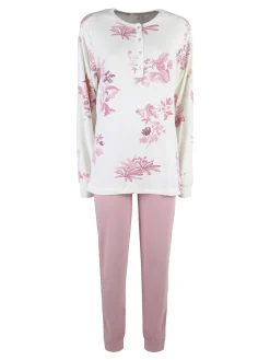 Irge Pigiama donna fiorato in cotone interlock - rosa