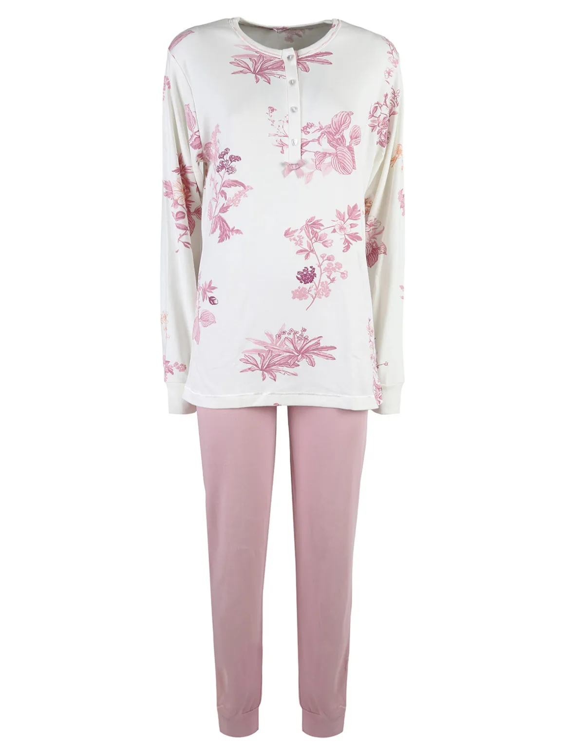 Irge Pigiama donna fiorato in cotone interlock - rosa