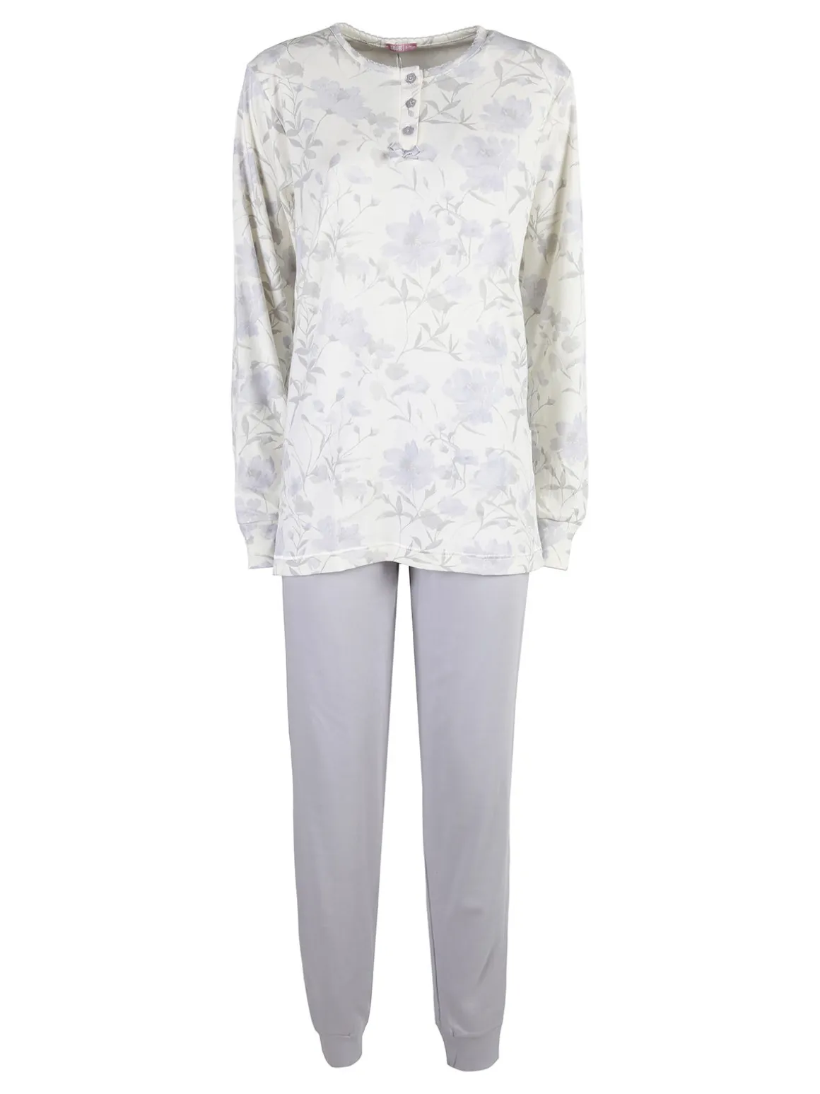 Irge Pigiama donna fiorato in cotone interlock - lilla