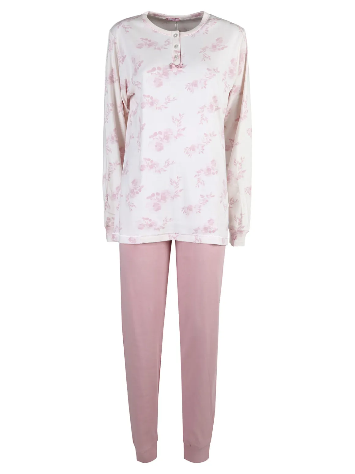 Irge Pigiama donna floreale in cotone interlock - rosa