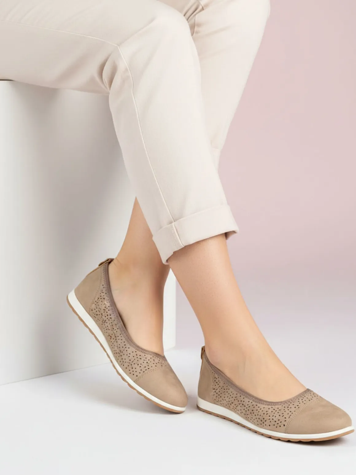 Italian Style Ballerine donna traforate - khaki