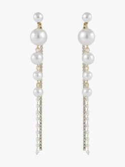 Italian Style Orecchini pendenti da donna con perle e strass