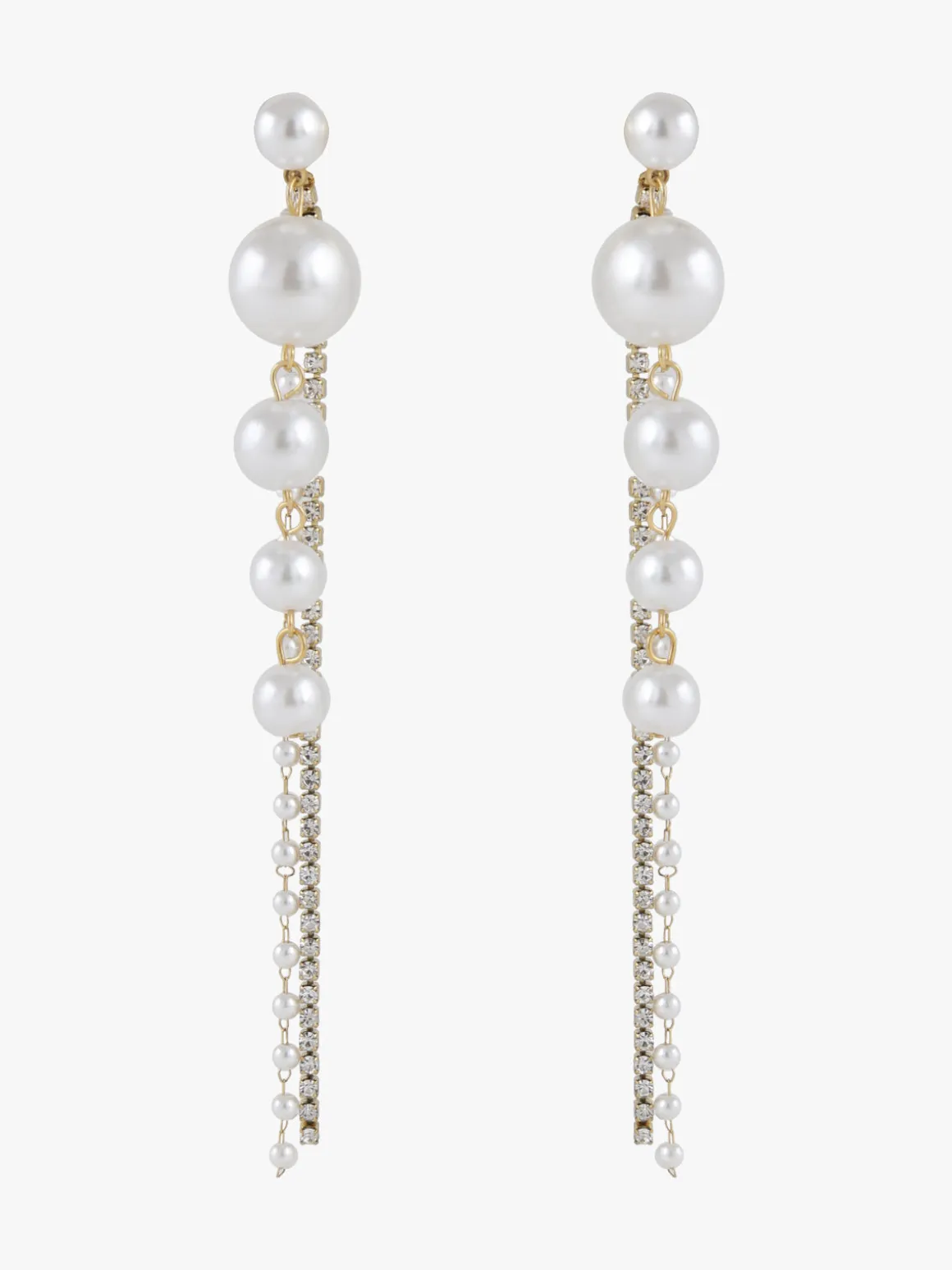 Italian Style Orecchini pendenti da donna con perle e strass