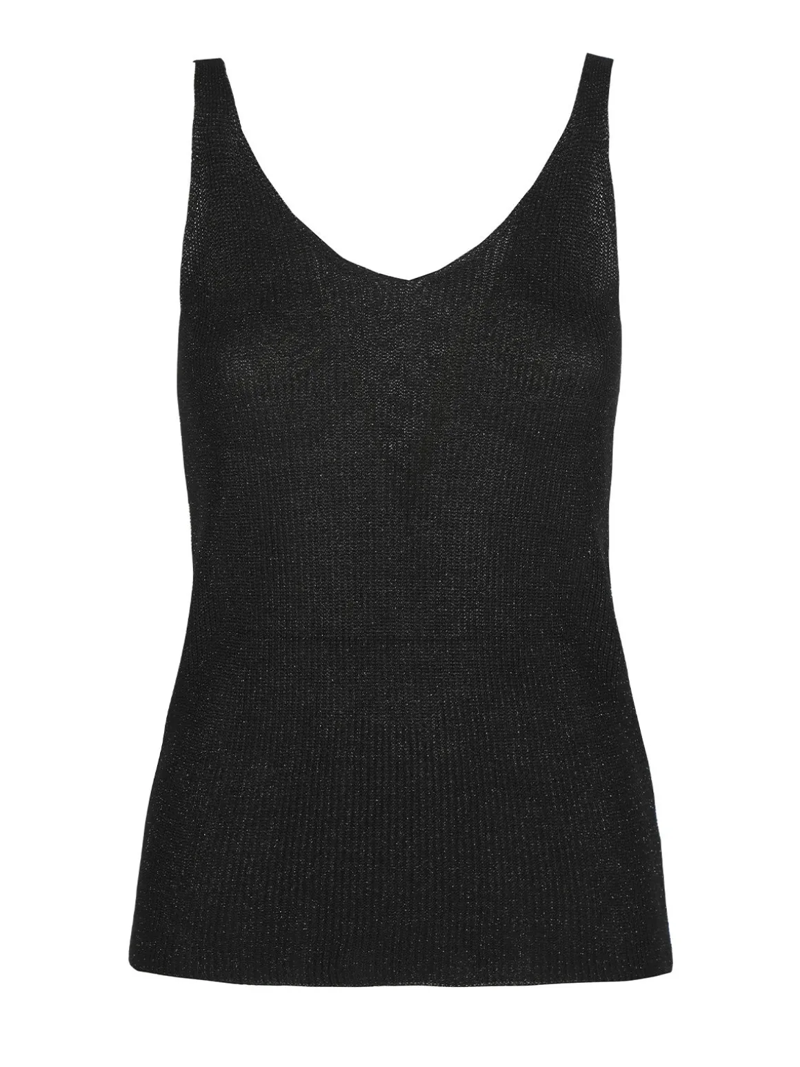 Italy Moda Top donna in lurex a costine scollo V