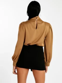 Jack Moda Blusa donna in raso con bottoni a perla
