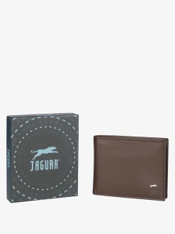 Jaguar Portafoglio da uomo in pelle con logo - moro