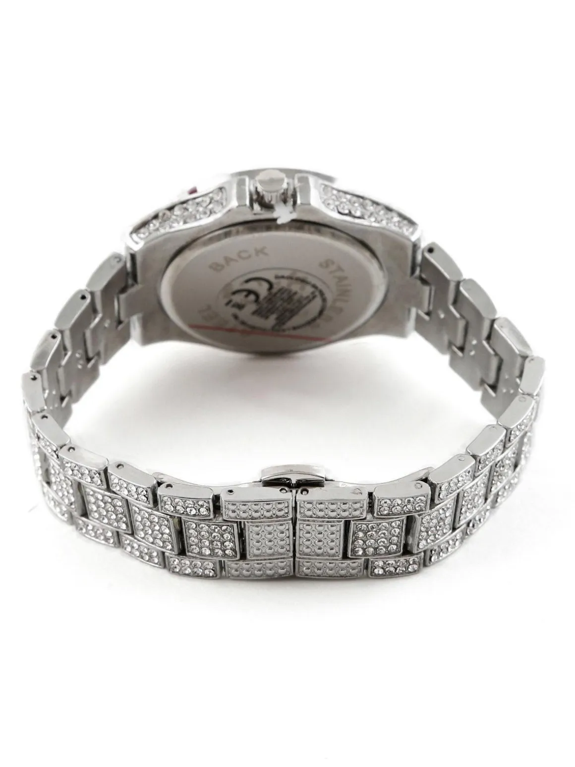 Jcky Orologio da polso con cinturino in acciaio e strass