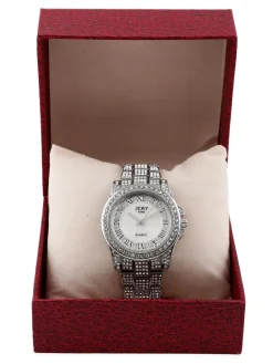 Jcky Orologio da polso con cinturino in acciaio e strass