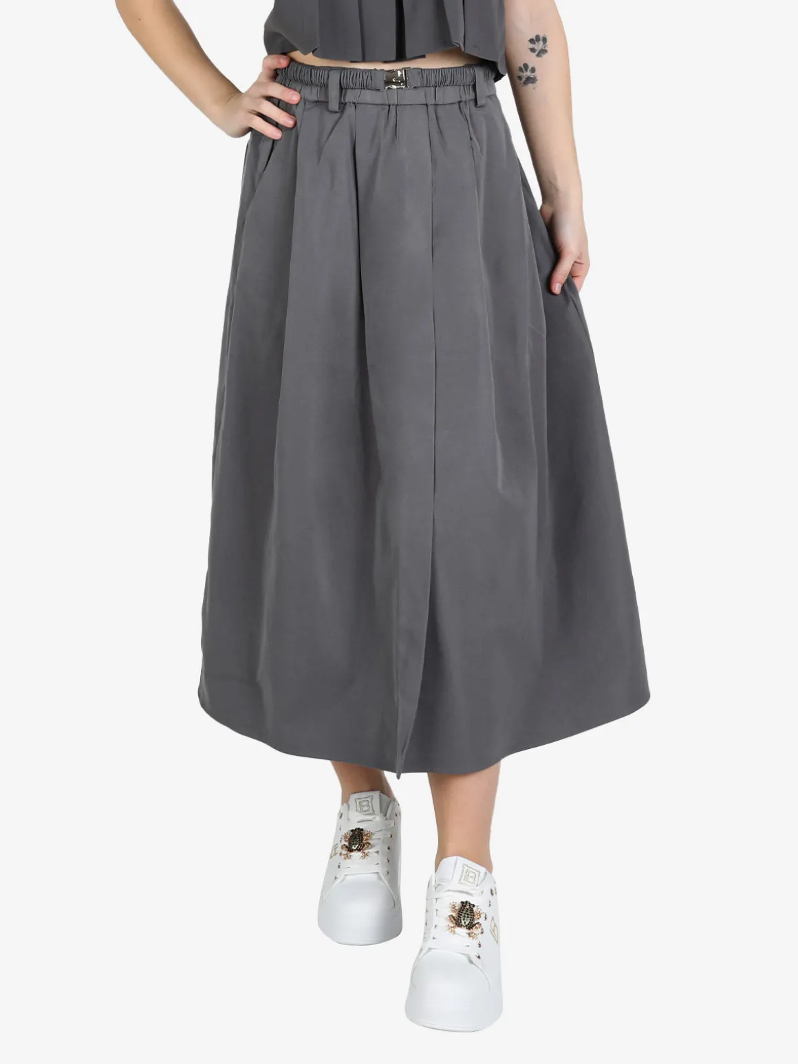 Jeans Louise Francoise Gonna donna midi a vita alta con cintura in vita