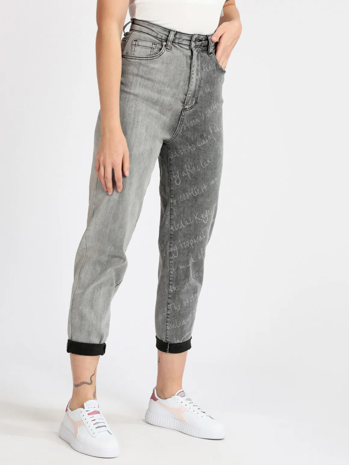 Jeans Louise Francoise Jeans slouchy nero bicolore da donna