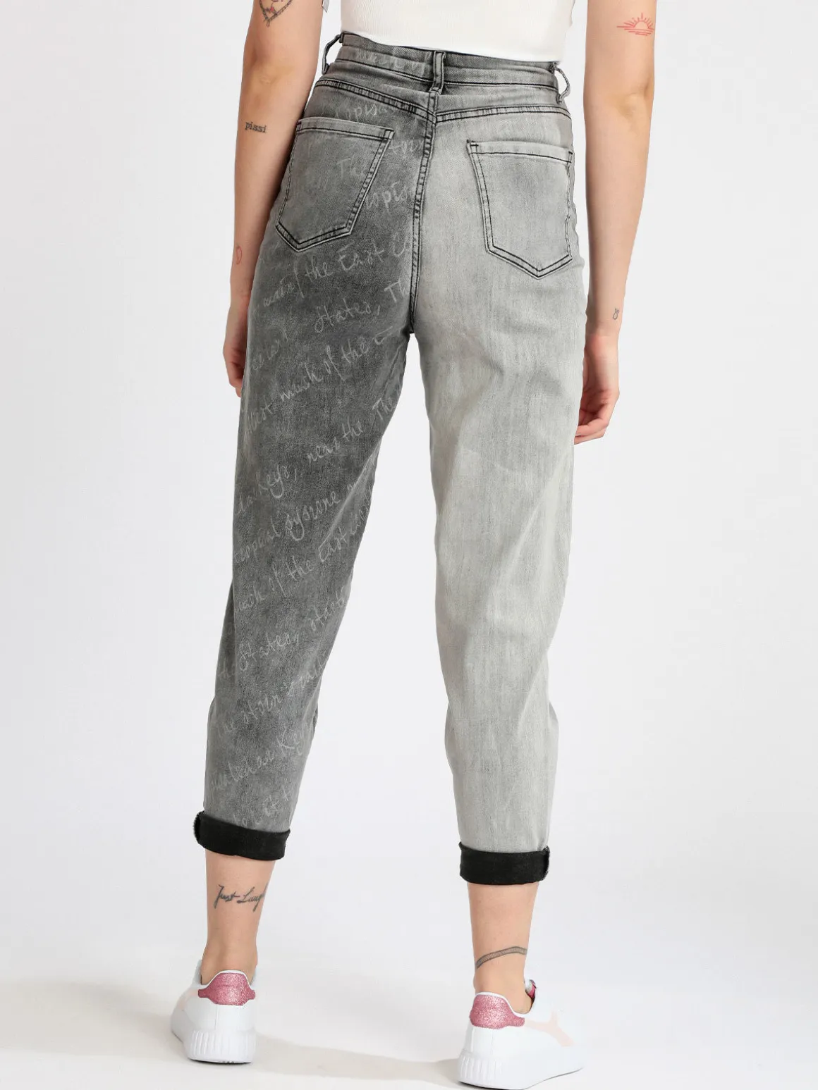 Jeans Louise Francoise Jeans slouchy nero bicolore da donna