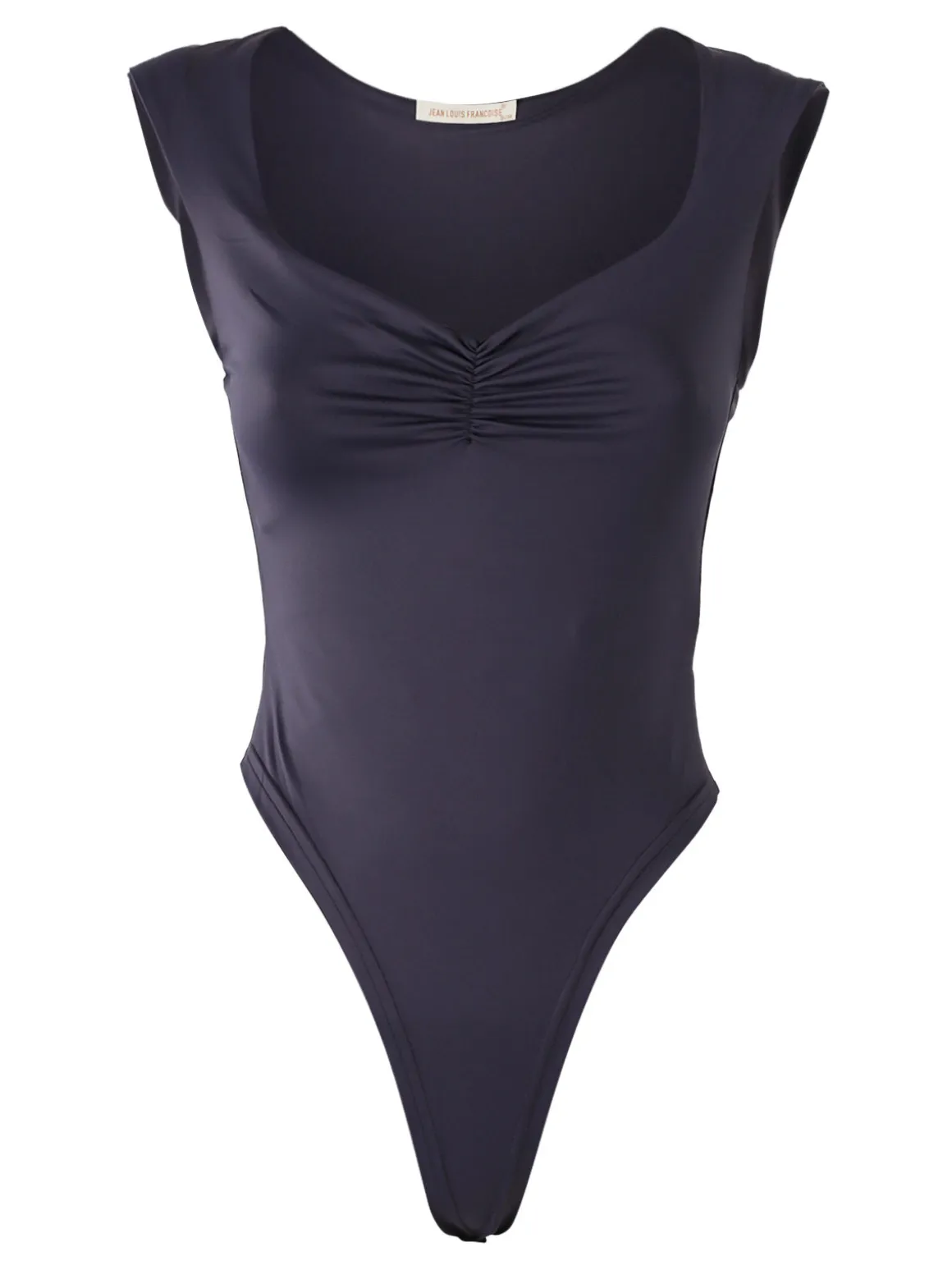 Jeans Louise Francoise Top body donna smanicato con scollo V arricciato - piombo