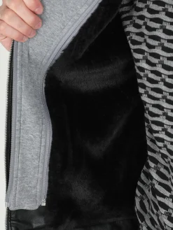 Jeans Yesed Giubbotto da uomo in ecopelle con cappuccio in felpa e interno in pelliccia sintetica