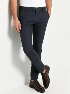 Jeans Yesed Pantaloni casual da uomo slim fit in cotone con stampa principe di galles - blu scuro