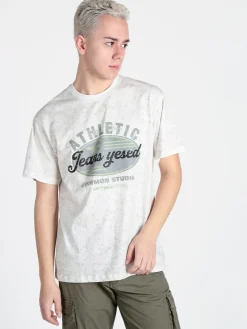 Jeans Yesed T-shirt girocollo da uomo in cotone con stampa