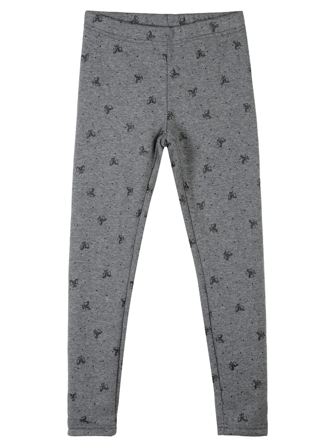 Jebellina Leggings da bambina fiocchi glitter con interno felpato - grigio