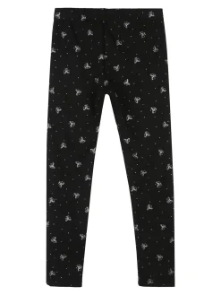 Jebellina Leggings da bambina fiocchi glitter con interno felpato - nero
