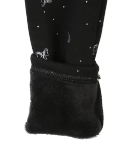 Jebellina Leggings da bambina fiocchi glitter con interno felpato - nero