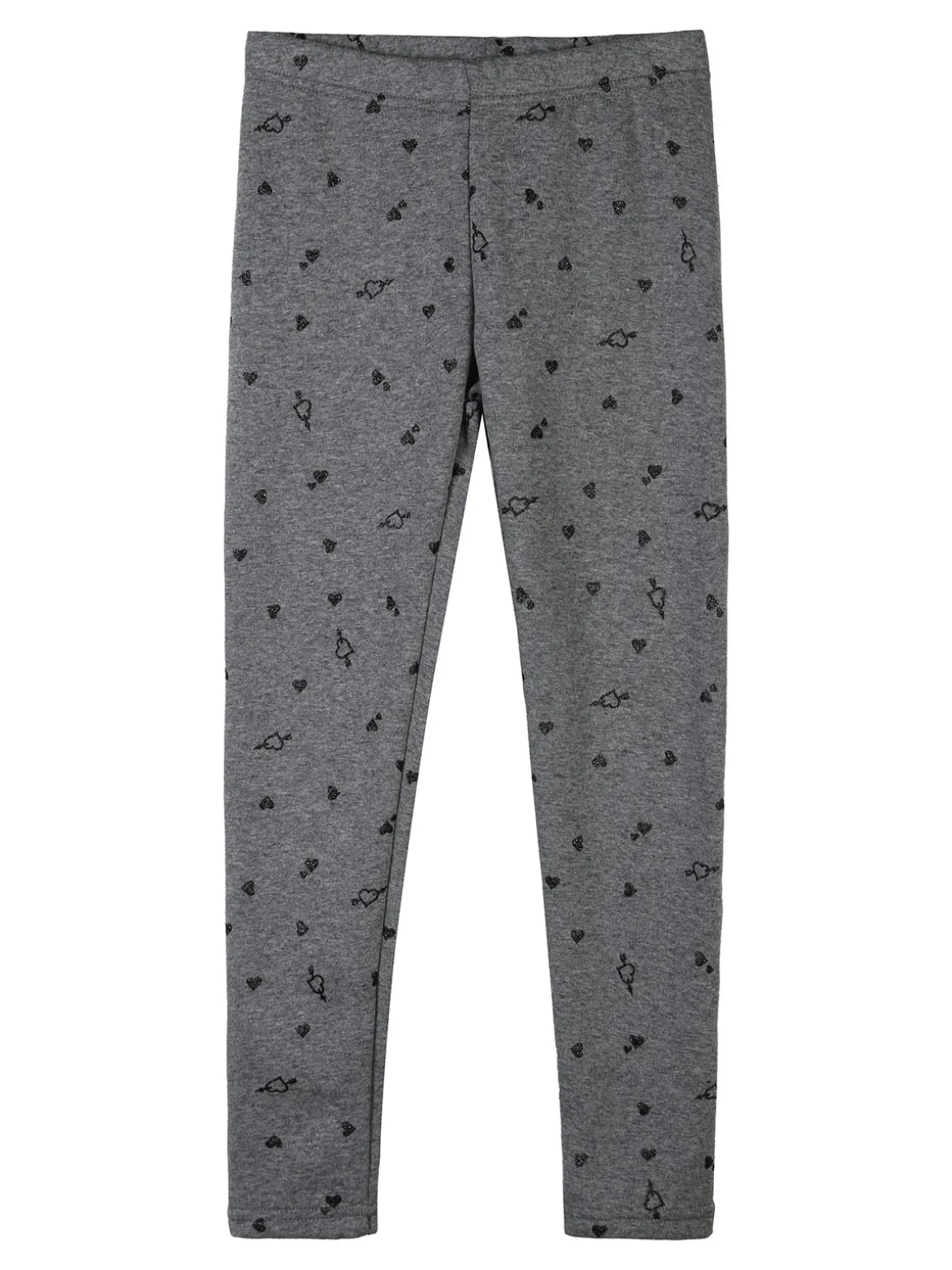 Jebellina Leggings da bambina cuori glitter con interno felpato - grigio