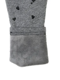Jebellina Leggings da bambina cuori glitter con interno felpato - grigio