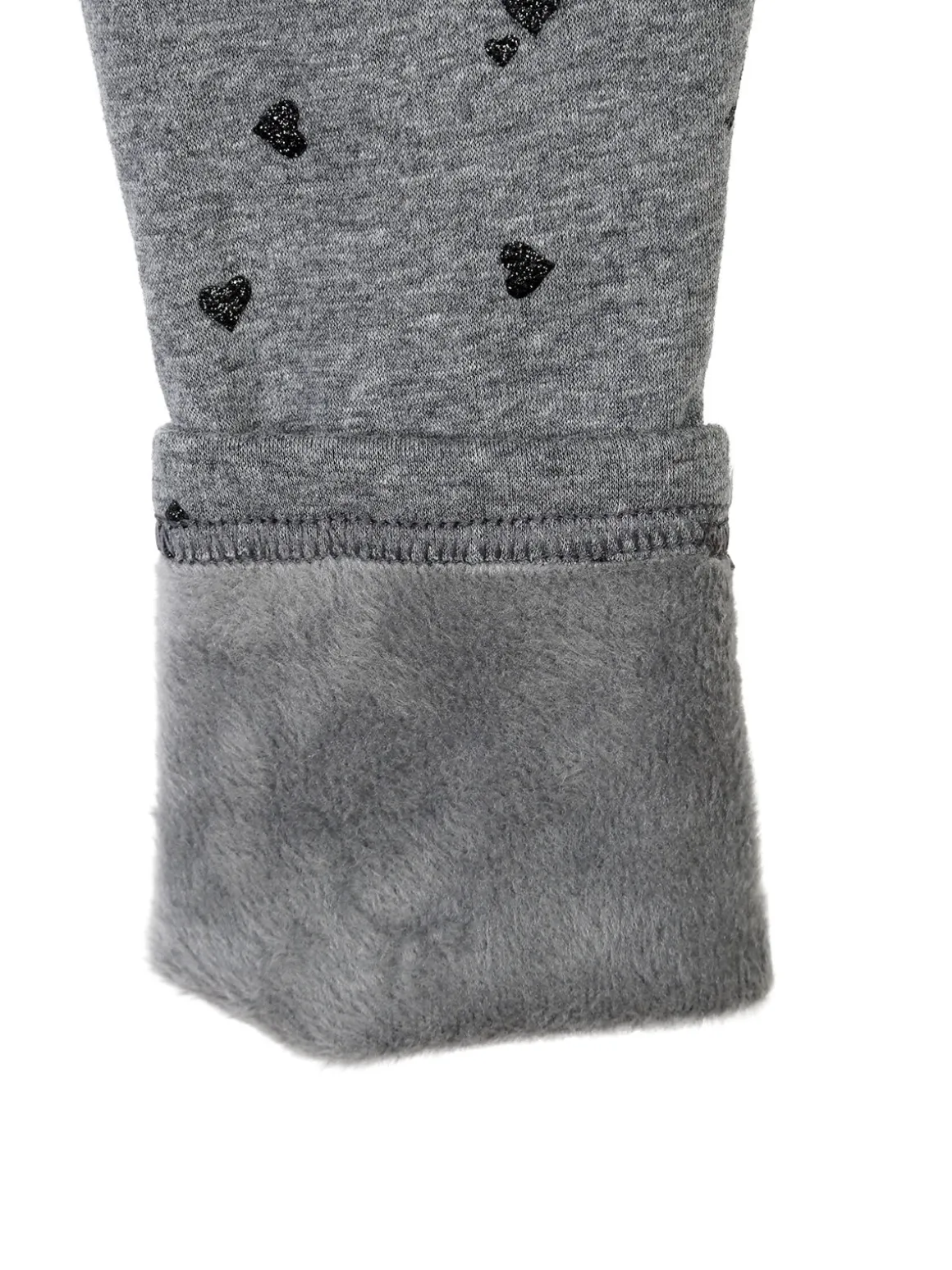 Jebellina Leggings da bambina cuori glitter con interno felpato - grigio