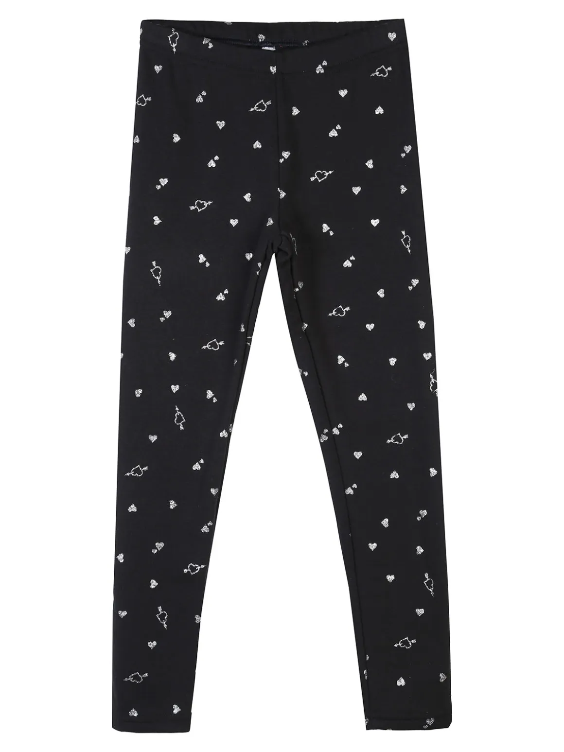 Jebellina Leggings da bambina cuori glitter con interno felpato - blu scuro