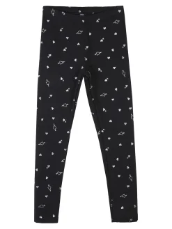 Jebellina Leggings da bambina cuori glitter con interno felpato - blu scuro