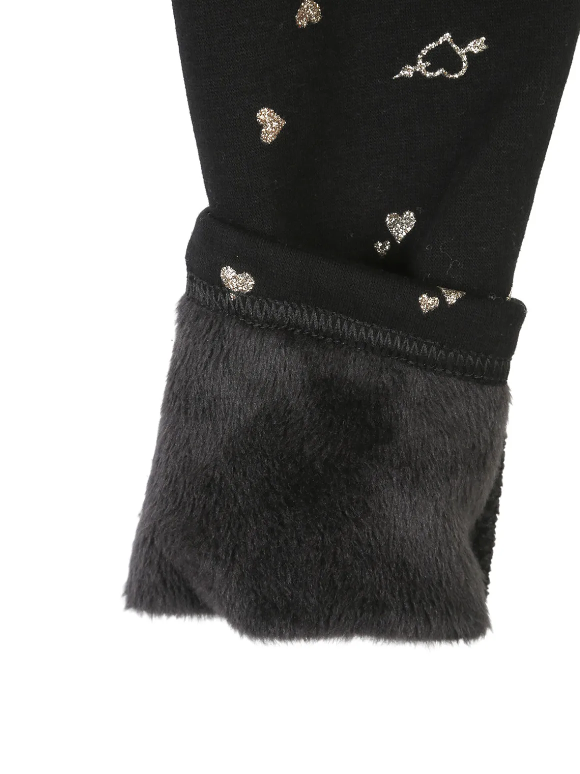 Jebellina Leggings da bambina cuori glitter con interno felpato - blu scuro