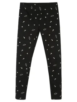 Jebellina Leggings da bambina cuori glitter con interno felpato - nero