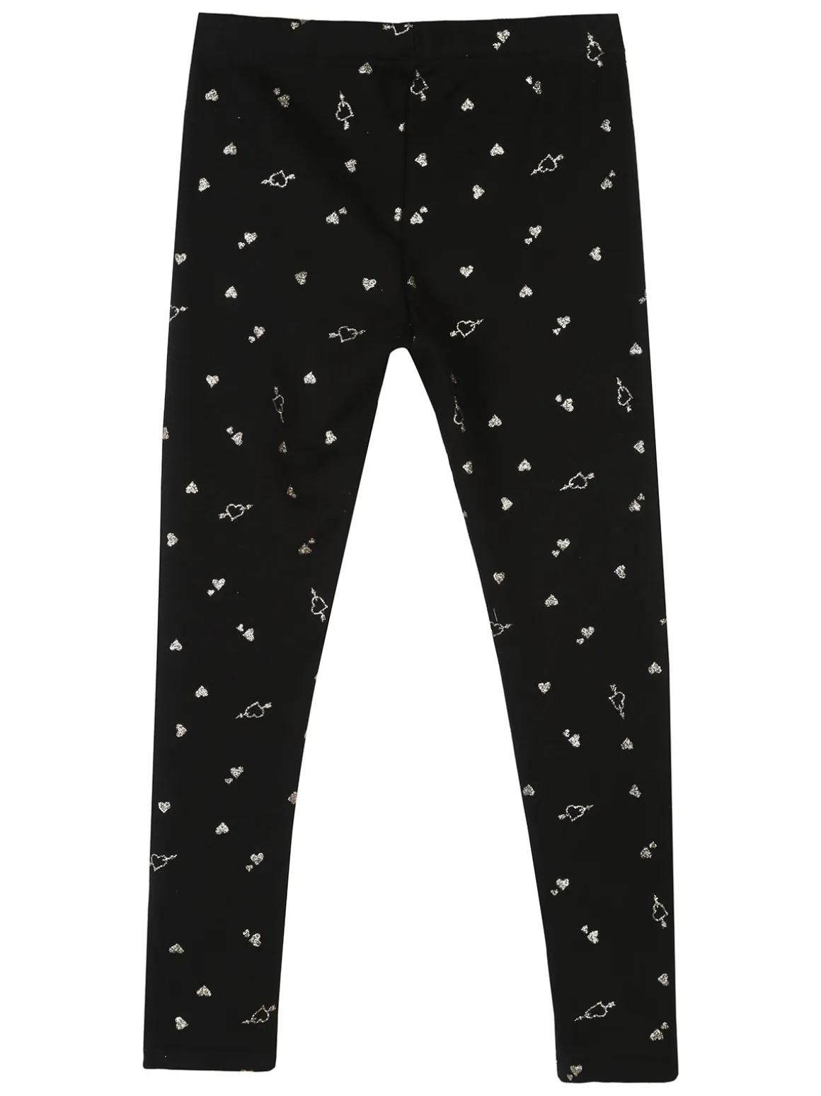 Jebellina Leggings da bambina cuori glitter con interno felpato - nero