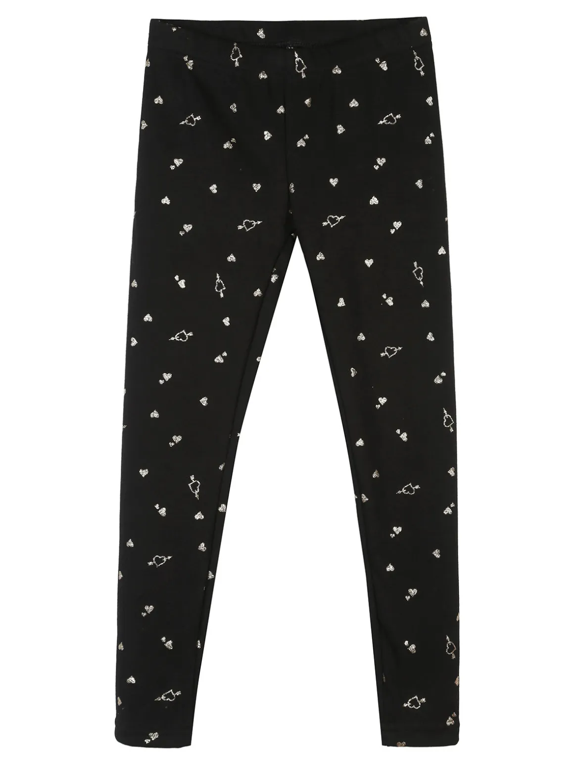 Jebellina Leggings da bambina cuori glitter con interno felpato - nero
