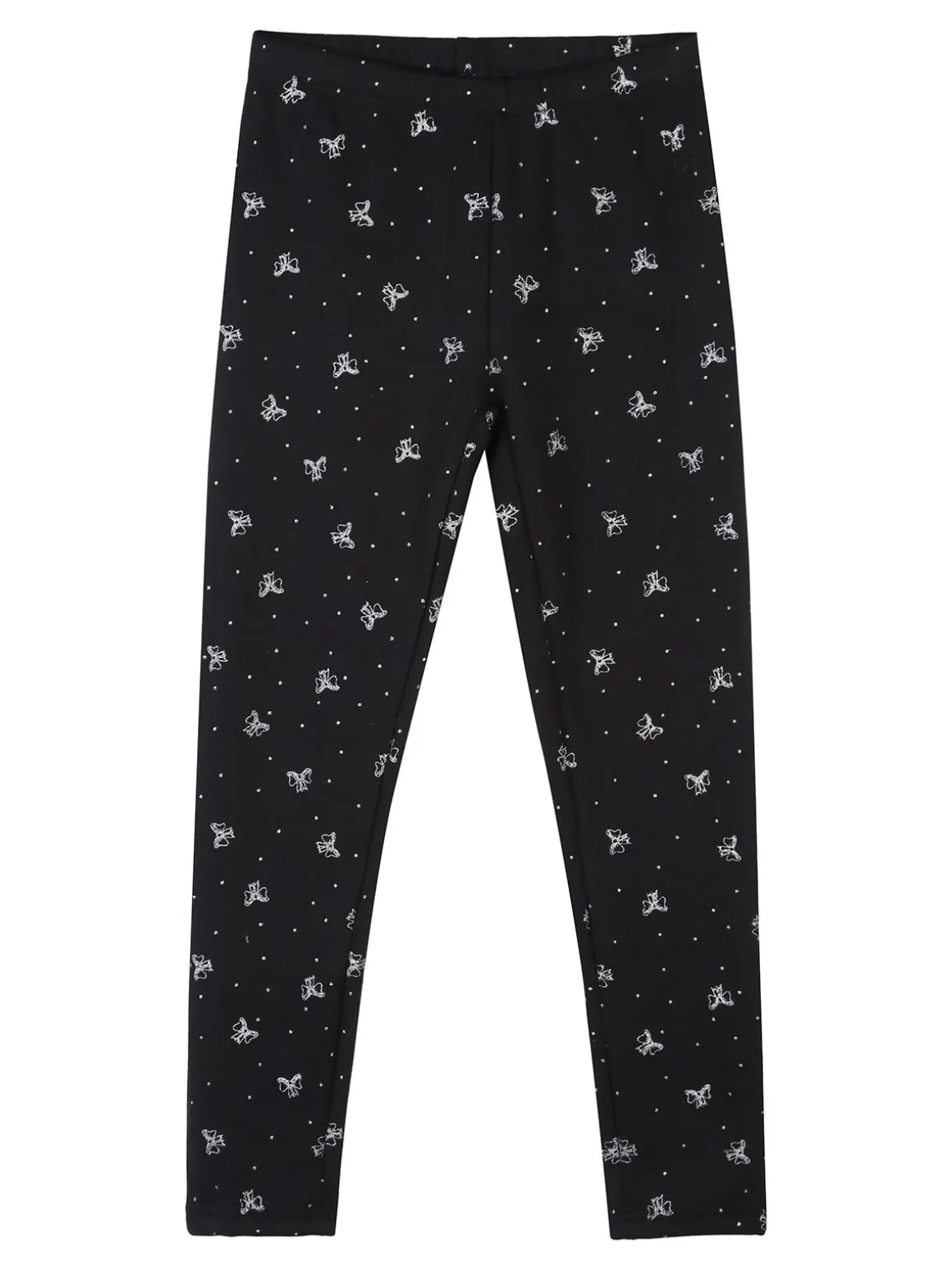 Jebellina Leggings da bambina fiocchi glitter con interno felpato - blu scuro