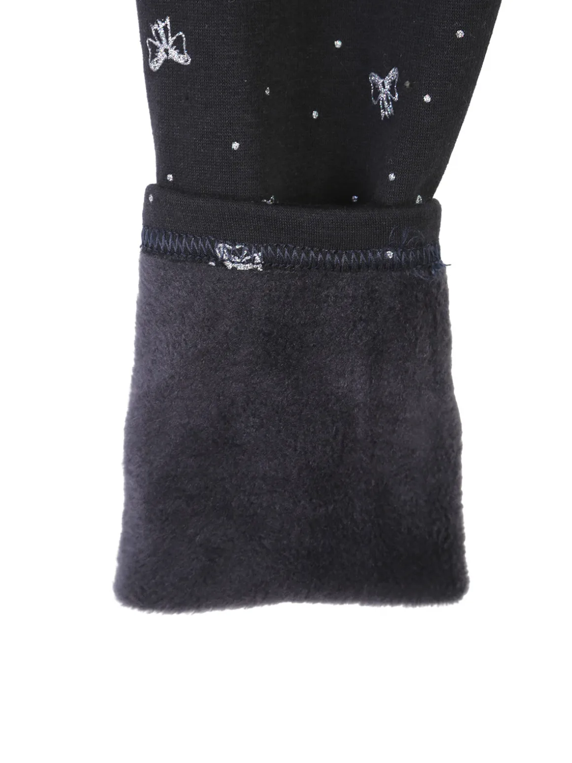 Jebellina Leggings da bambina fiocchi glitter con interno felpato - blu scuro