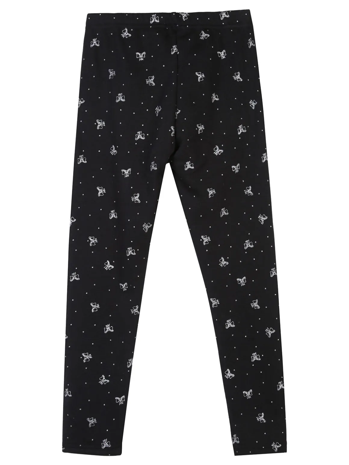 Jebellina Leggings da bambina fiocchi glitter con interno felpato - blu scuro