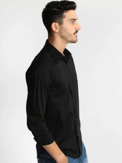 J.E. Mc Collum Camicia nera a maniche lunghe classic fit