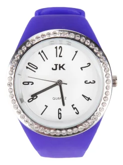 Jk Orologio da polso in gomma con strass